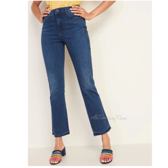 RARE Vintage 90’s *Old Navy* Sexy Booty Stretch Straight Fit •Unique Ankle Slits - Picture 3 of 16